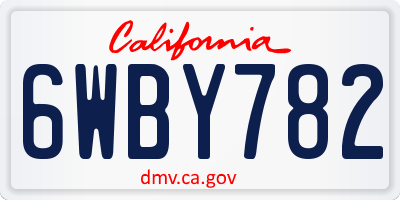 CA license plate 6WBY782