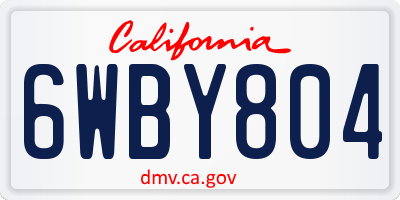 CA license plate 6WBY804