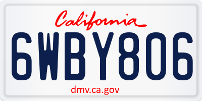 CA license plate 6WBY806