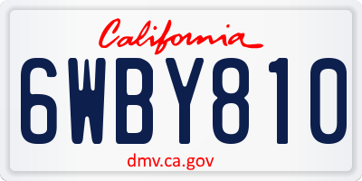 CA license plate 6WBY810