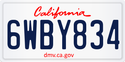 CA license plate 6WBY834