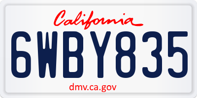 CA license plate 6WBY835