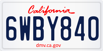 CA license plate 6WBY840