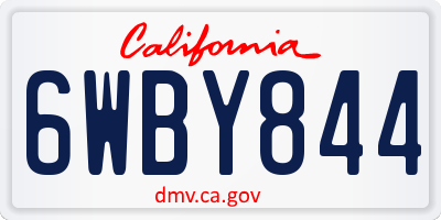 CA license plate 6WBY844