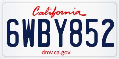CA license plate 6WBY852