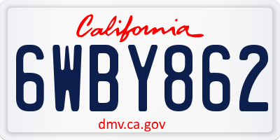 CA license plate 6WBY862