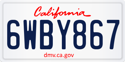 CA license plate 6WBY867