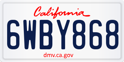 CA license plate 6WBY868