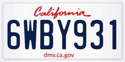 CA license plate 6WBY931