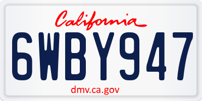 CA license plate 6WBY947