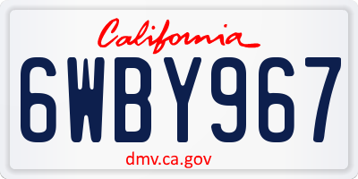 CA license plate 6WBY967