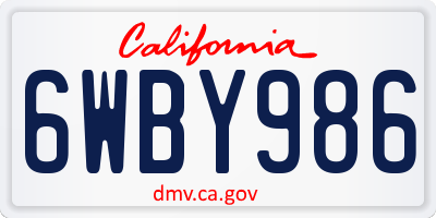 CA license plate 6WBY986