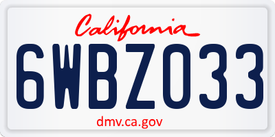 CA license plate 6WBZ033