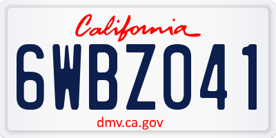 CA license plate 6WBZ041