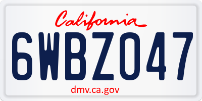 CA license plate 6WBZ047