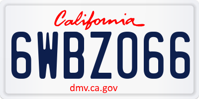 CA license plate 6WBZ066