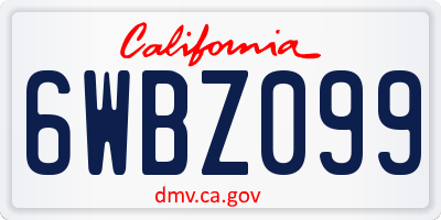 CA license plate 6WBZ099