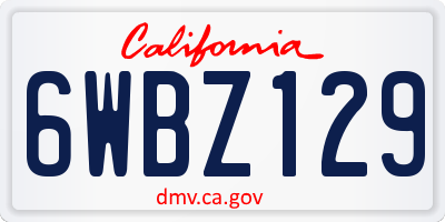 CA license plate 6WBZ129