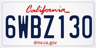 CA license plate 6WBZ130