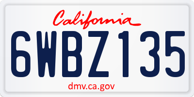 CA license plate 6WBZ135