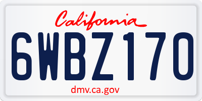 CA license plate 6WBZ170