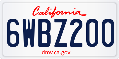 CA license plate 6WBZ200