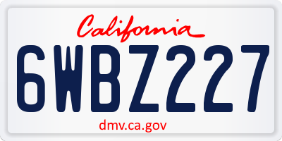 CA license plate 6WBZ227