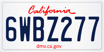 CA license plate 6WBZ277