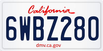 CA license plate 6WBZ280