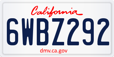 CA license plate 6WBZ292
