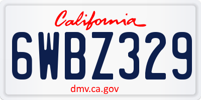 CA license plate 6WBZ329