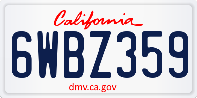 CA license plate 6WBZ359