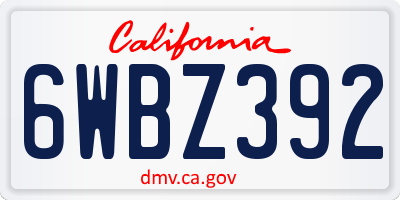 CA license plate 6WBZ392