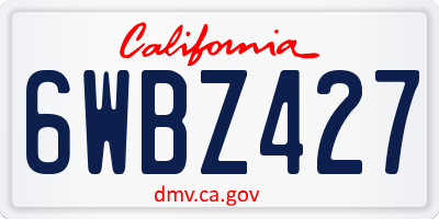 CA license plate 6WBZ427