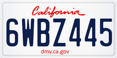 CA license plate 6WBZ445