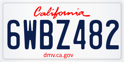 CA license plate 6WBZ482