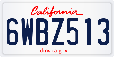 CA license plate 6WBZ513