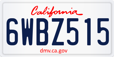 CA license plate 6WBZ515