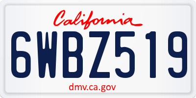 CA license plate 6WBZ519