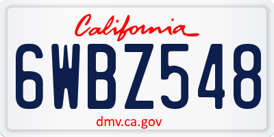 CA license plate 6WBZ548