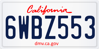 CA license plate 6WBZ553