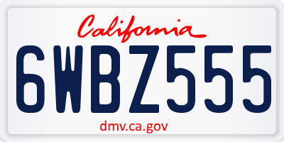 CA license plate 6WBZ555