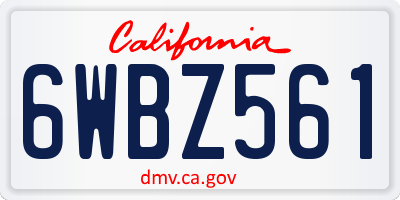 CA license plate 6WBZ561