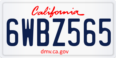 CA license plate 6WBZ565