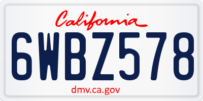 CA license plate 6WBZ578