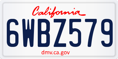 CA license plate 6WBZ579