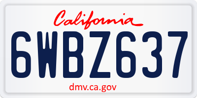 CA license plate 6WBZ637