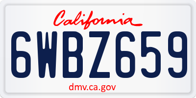 CA license plate 6WBZ659