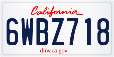 CA license plate 6WBZ718