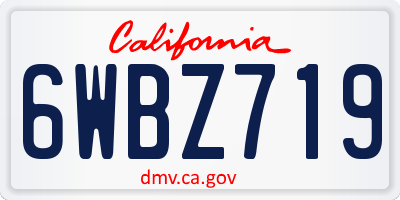 CA license plate 6WBZ719